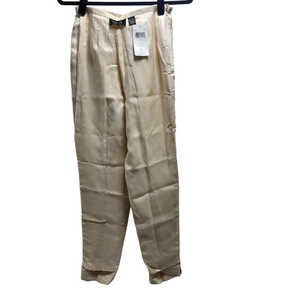 Dana Buchman. Vintage, Cream Silk & Linen Blend pants. Size: 4 - Picture 10 of 11
